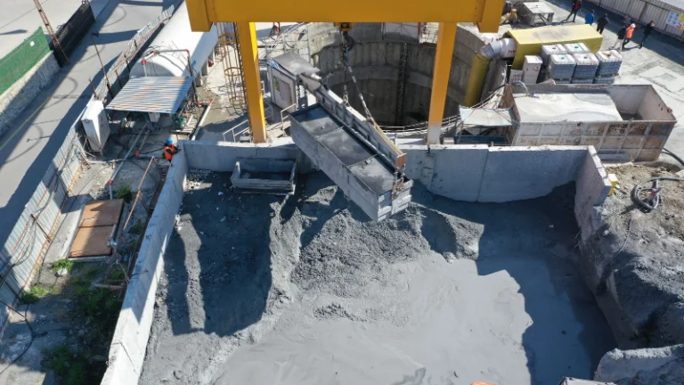 Cement pouring on a construction site